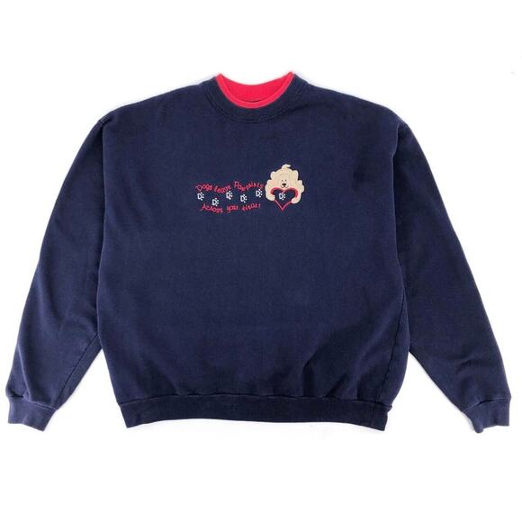 double collar crewneck sweatshirt Dogs Y2K 2000s vintage - Picture 1 of 4